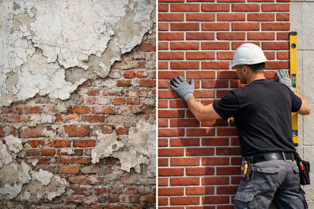 Old wall vs new decorative wall panel installation business idea.Decorative Wall Panels